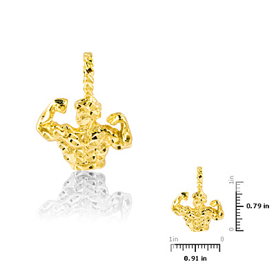  Gold Body Jewelry on 14k Yellow Gold Muscle Man Body Builder Charm Pendant 3 5g