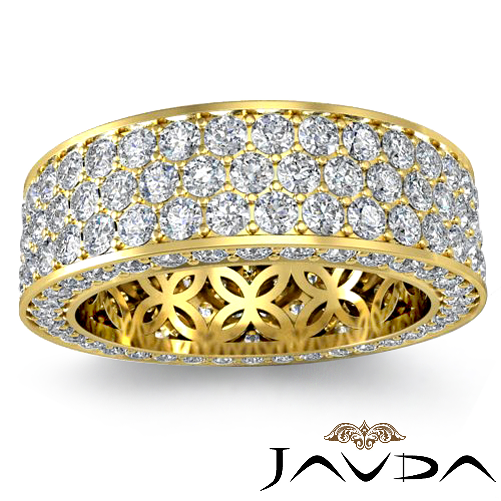 3 Row Womens Anniversary Band 18k Gold Pave Eternity Ring Diamond 275ct Tw