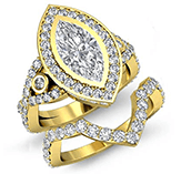 bezel halo bridal set pave marquise diamond engagement ring 18k yellow gold 3.61ctw