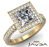 halo bezel filigree sidestone princess diamond engagement ring 14k yellow gold 2.29ctw