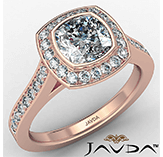 micro halo pave bezel set cushion diamond engagement ring 18k rose gold 1.3ctw