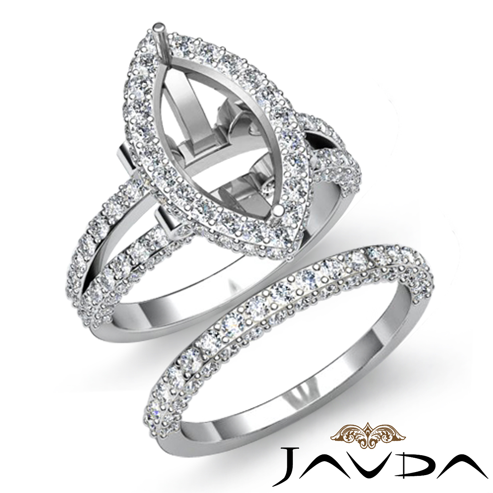 2.8C Diamond Engagement Ring Marquise Split Shank Bridal Setting 14K ...