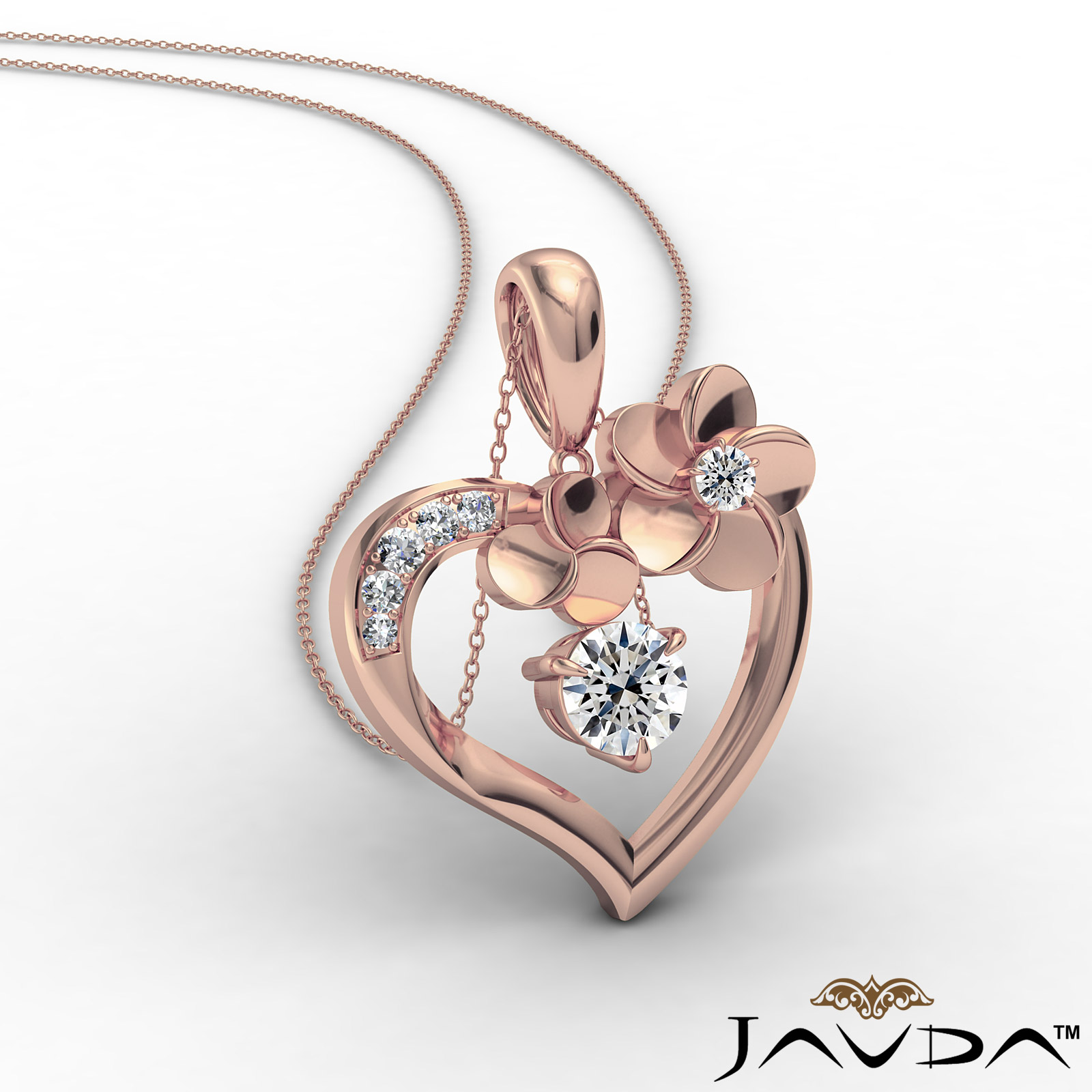 14K Rose Gold Micro Pave Flower Necklace