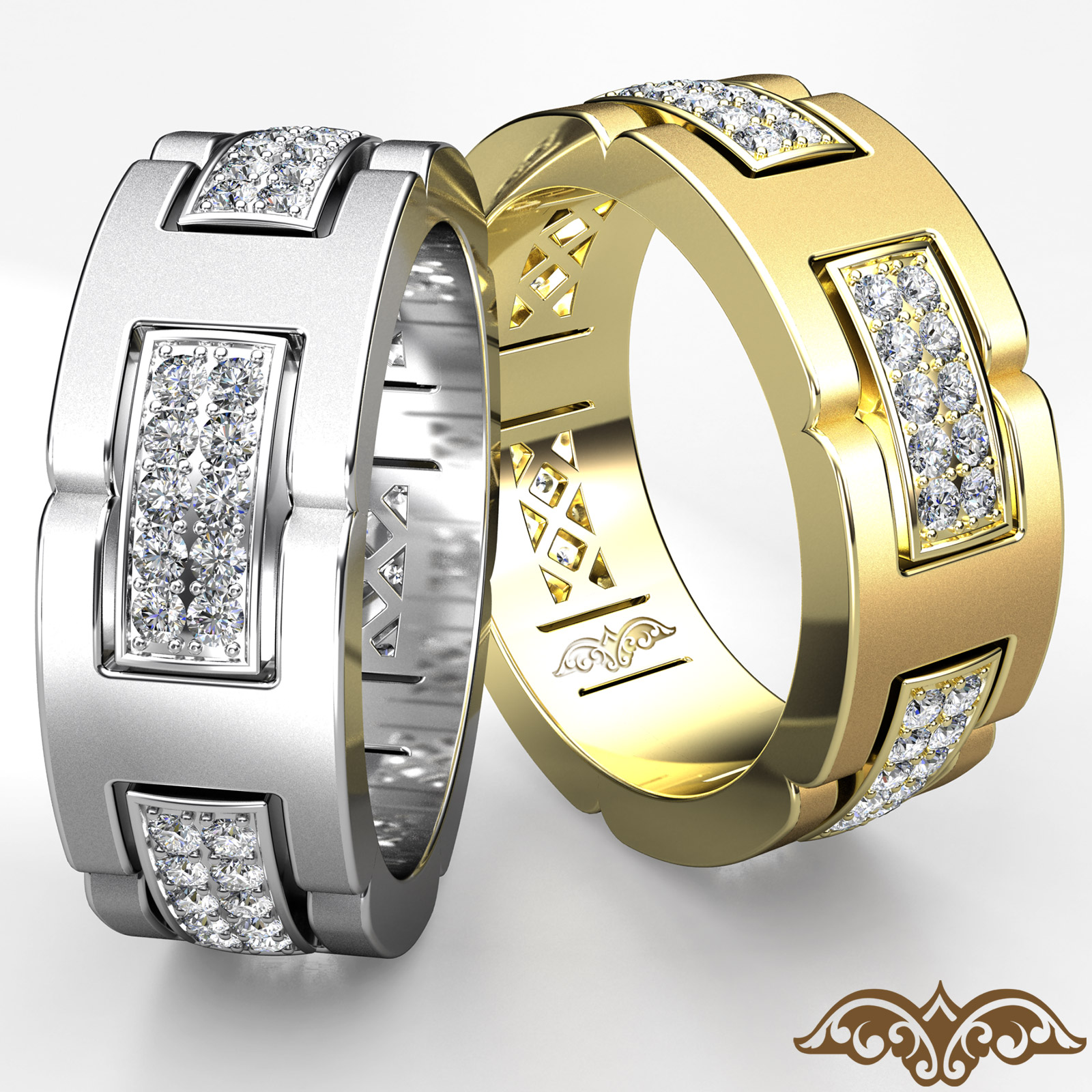 Unique 0.9ct VS2 Diamond Edge Eternity Wedding Band Men's Ring
