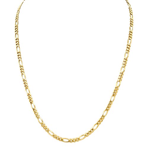 14k Yellow Gold Men's Solid Figaro Chain (3.70mm,24,15g)