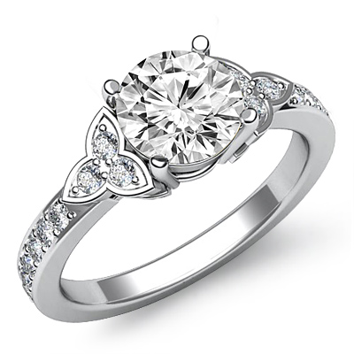 Round 3 Stone Diamond Delicate Engagement Ring GIA I SI1 14k White Gold ...