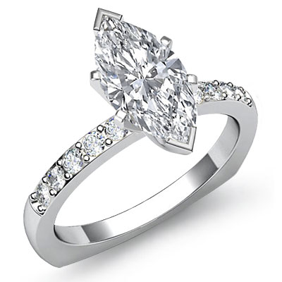 Solid Marquise Diamond Cathedral Pave Engagement Ring EGL F VS1 ...