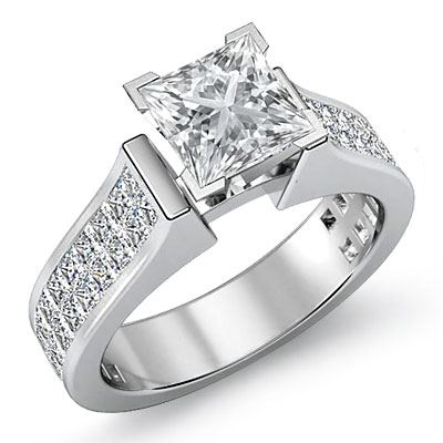 Invisible Set Solid Princess Diamond Engagement Ring GIA H SI1 Platinum ...