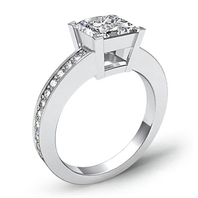 Lustrous Princess Cut Diamond Pre-Set Engagement Ring EGL G SI1 ...
