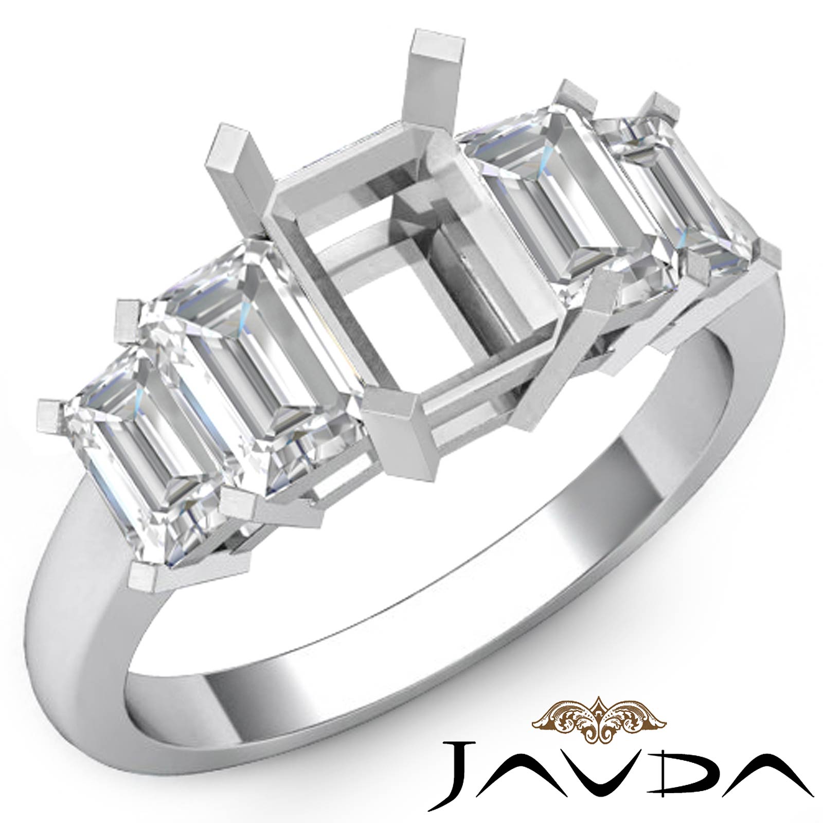 Platinum 2 ct Five Stone Lab Grown Diamond Wedding Ring
