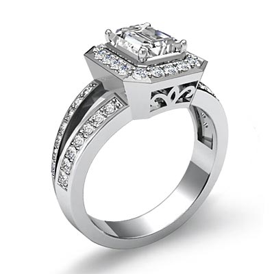 Stunning Emerald Diamond Ideal Engagement Ring GIA I VS2 14k White Gold ...