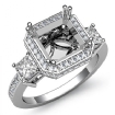 Round Princess Diamond 3 Stone Engagement Ring Setting 14k White Gold Semi Mount 1.15Ct - javda.com 