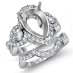 Diamond Engagement 3 Stone Ring Pear Semi Mount Bridal Set Platinum 950 2.08Ct - javda.com 