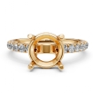 French V Pave Round Diamond Semi Mount Engagement Ring 14k Yellow Gold 0.5Ct - javda.com 