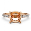 French V Pave Round Diamond Semi Mount Engagement Ring 14k Rose Gold 0.5Ct - javda.com 