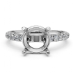 French V Pave Round Diamond Semi Mount Engagement Ring 14k White Gold 0.5Ct - javda.com 