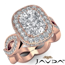 Twisted Shank Circa Halo Pave diamond Ring 14k Rose Gold