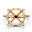 Cathedral Round Halo French U Pave Diamond Engagement Ring 18k Yellow Gold 0.55Ct - javda.com 