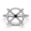 Cathedral Round Halo French U Pave Diamond Engagement Ring 14k White Gold 0.55Ct - javda.com 