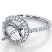Double Halo Semi Mount Lab Grown Diamond Engagement Ring Platinum 950 0.53Ct - javda.com 