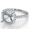French U Pave Halo Semi Mount Diamond Engagement Ring 18k White Gold 0.54Ct - javda.com 