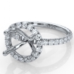 French Pave Round Halo Semi Mount Diamond Engagement Ring Platinum 950 0.59Ct - javda.com 