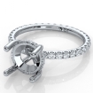 Hidden Halo French U Cut Pave Semi Mount Diamond Engagement Ring Platinum 950 0.6Ct - javda.com 
