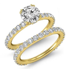 Prong Bridal Set Sidestone diamond  14k Gold Yellow