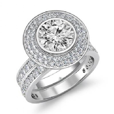 Bezel Gala Halo Bridal Set diamond Ring 14k Gold White