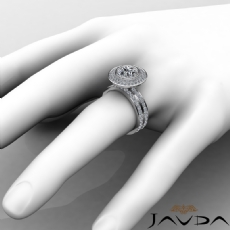 Bezel Gala Halo Bridal Set diamond Ring 18k Gold White