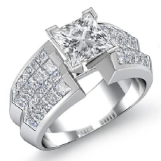 Classic Side Stone Invisible diamond Ring Platinum 950