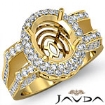 Diamond Engagement Oval Ring 14k Gold Yellow Halo Pave Setting Semi Mount 1.1Ct