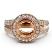 Halo Pave Diamond Engagement Elegant Ring 14k Rose Gold Round Semi Mount 1.5Ct - javda.com 