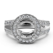 Halo Pave Diamond Engagement Elegant Ring 14k White Gold Round Semi Mount 1.5Ct - javda.com 