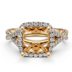 Halo U Cut Prong Diamond Engagement Ring Round Semi Mount 14k Yellow Gold 1.1Ct - javda.com 