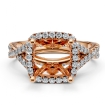 Halo U Cut Prong Diamond Engagement Ring Round Semi Mount 18k Rose Gold 1.1Ct - javda.com 