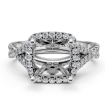 Halo U Cut Prong Diamond Engagement Ring Round Semi Mount 14k White Gold 1.1Ct - javda.com 