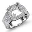 Trio Halo Diamond Engagement Princess Semi Mount Ring Platinum 950 1.5Ct - javda.com 