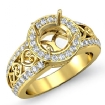 0.75Ct Diamond Engagement Ring Halo 18k Yellow Gold Round Semi Mount - javda.com 