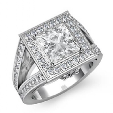 Vintage Halo Sidestone diamond Ring 18k Gold White