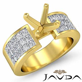 1.29Ct Princess Diamond Invisible Setting Engagement Women's Ring 18k Gold Yellow