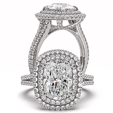 Gala Halo Pave Split Shank diamond Ring Platinum 950