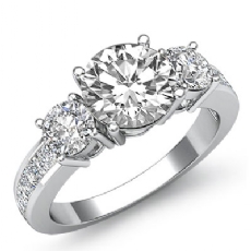 3 Stone Channel Sidestone diamond Ring Platinum 950