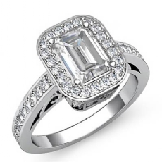 Vintage Halo Sidestone Pave diamond Ring Platinum 950