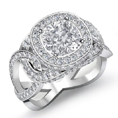 Twisted Shank Halo Pave diamond Ring 14k Gold White