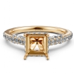 Diamond Engagement Pave Setting 14k Yellow Gold Princess Semi Mount Ring 0.65Ct - javda.com 