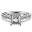 Diamond Engagement Pave Setting 14k White Gold Princess Semi Mount Ring 0.65Ct - javda.com 