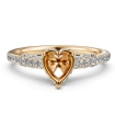 Diamond Engagement Pave Setting 14k Yellow Gold Heart Semi Mount Ring 0.55Ct - javda.com 