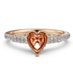 Diamond Engagement Pave Setting 14k Rose Gold Heart Semi Mount Ring 0.55Ct - javda.com 