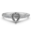 Diamond Engagement Pave Setting 14k White Gold Heart Semi Mount Ring 0.55Ct - javda.com 